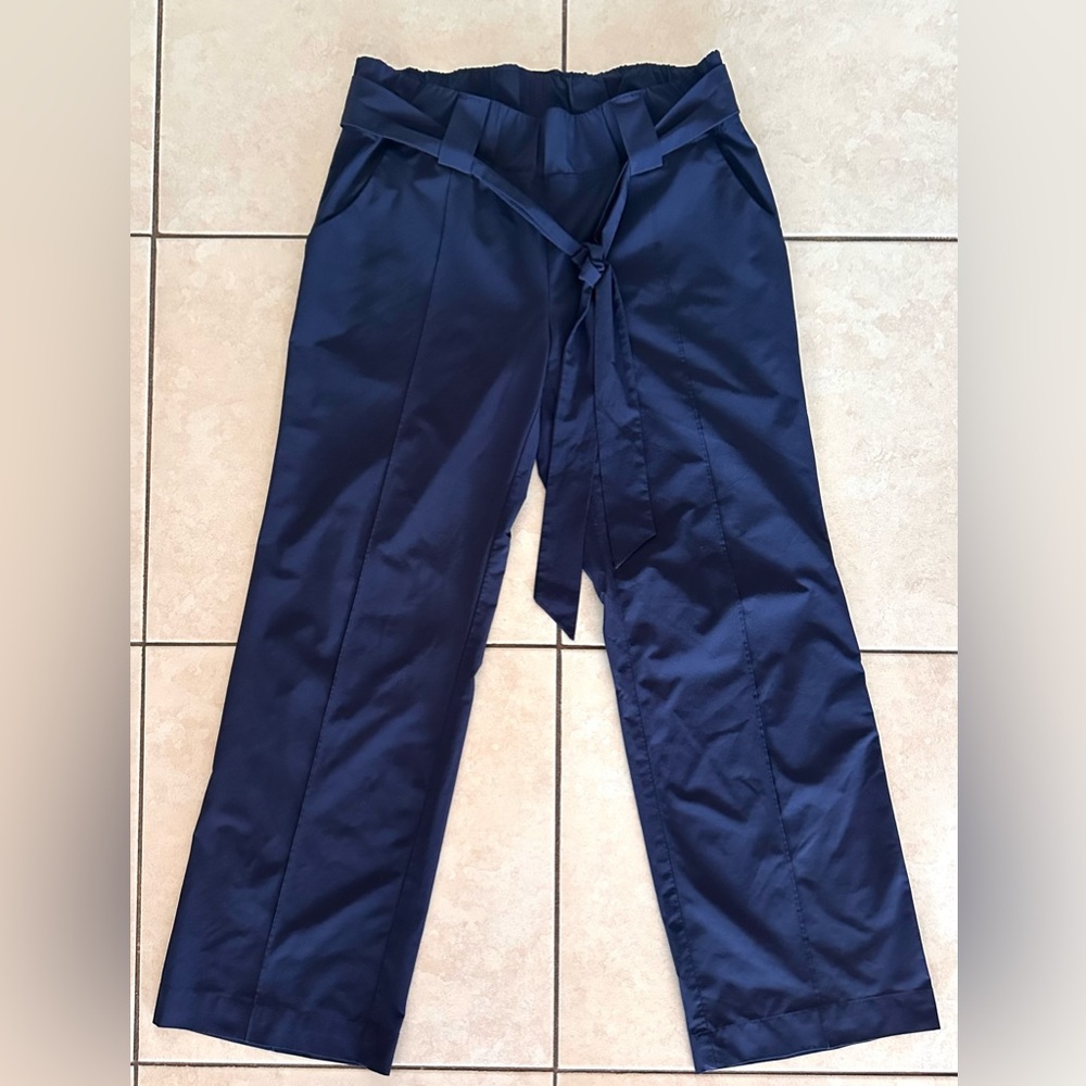 Athleta Navy Blue Elastic Waist Side Pockets Work Travel Pants Size 8 (A5) EUC